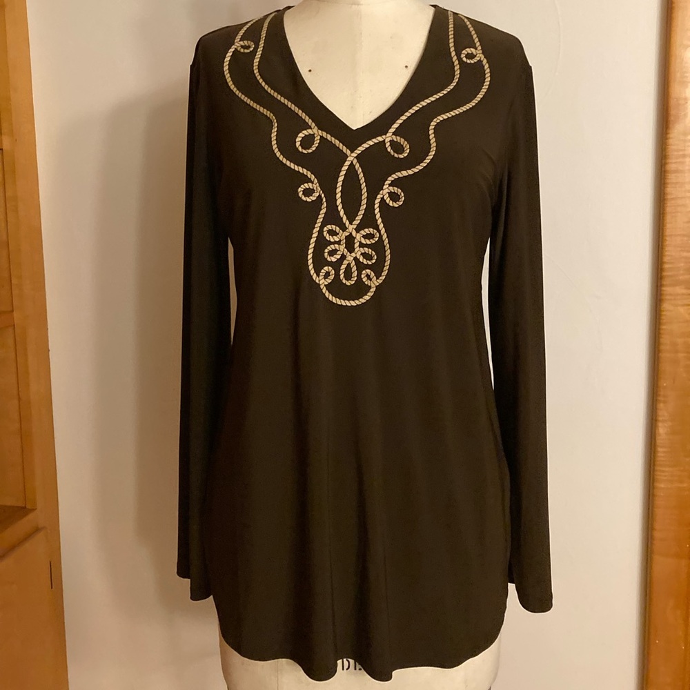 Antthony Originals Brown Tunic Rope Embroidery Detail Nashville Western Rodeo - Picture 1 of 6